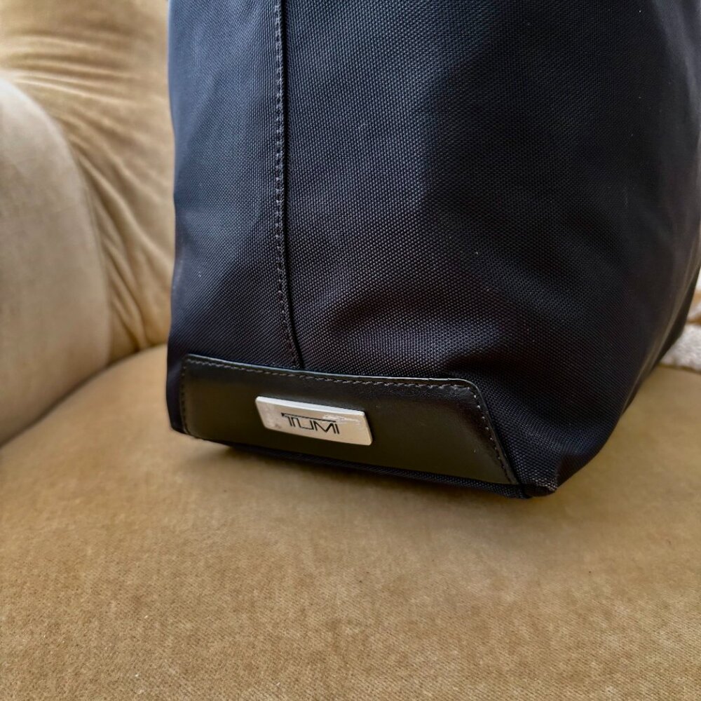 Auth. TUMI Voyageur Black Ballistic Nylon Large Satchel Tote Bag